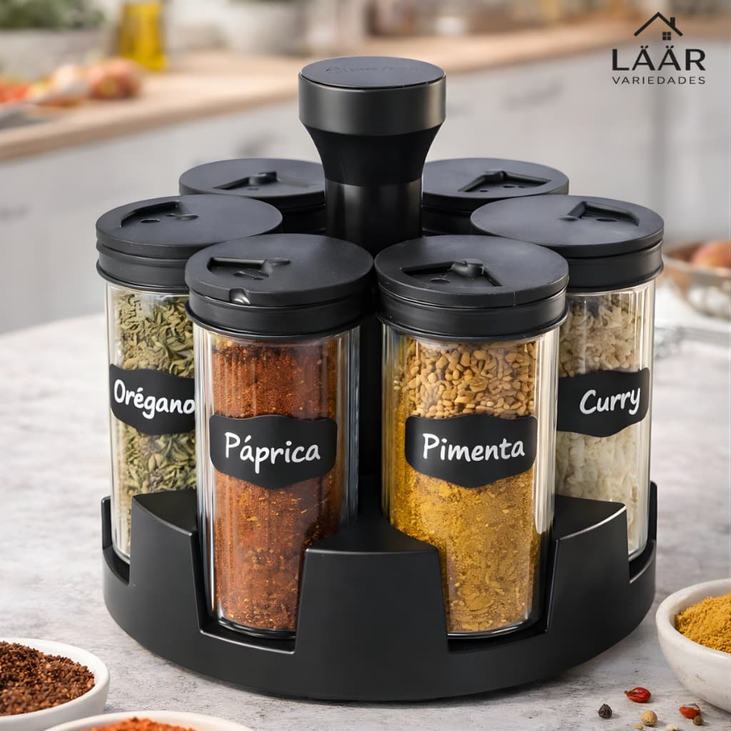 Porta Tempero E Condimento Giratório 85ml Para Cozinha Vidro Tampa Dosadora Moderno Luxuoso Prático
