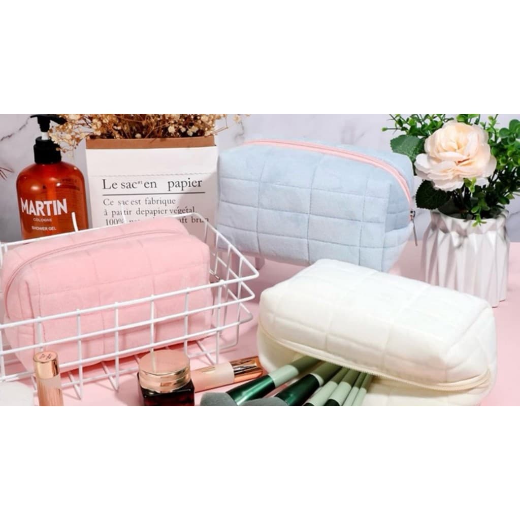 Estojo De Pelúcia Fofo e  Bolsa De Cosméticos De Maquiagem