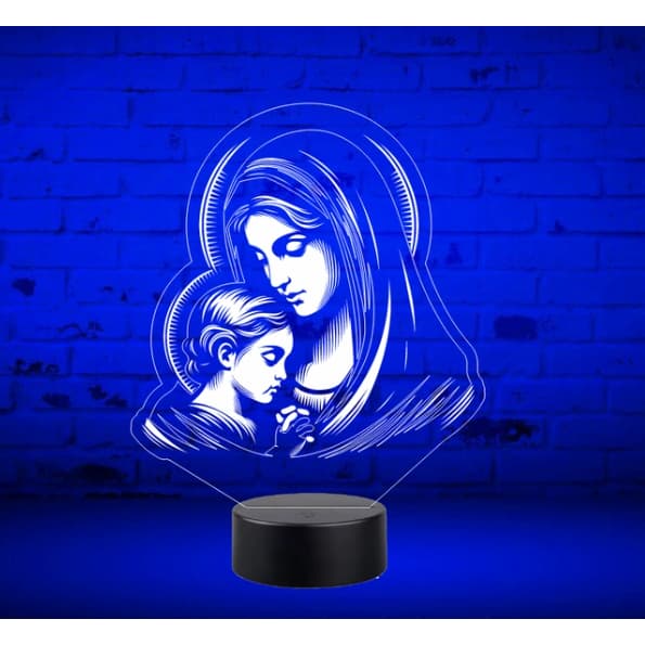 Luminária Led 3D Maria Menino Jesus Decoração Religiosa