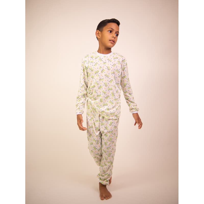 Kit 3 Pijamas Infantil Menino Manga Longa Poliéster Confortável Estampas Variadas Inverno