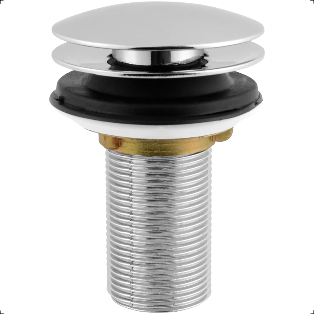 Valvula Click 7/8 Metal Inox Para Cuba Pia Banheiro Lavatorio Lavabo Prateado Cromado Brilhante
