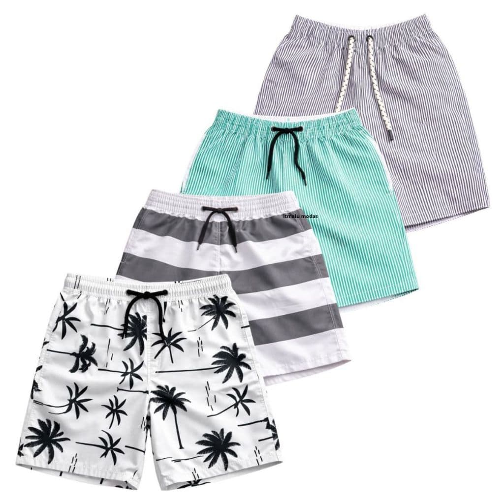 Kit Bermudas Masculinas Infantil e Juvenil em Tactel Estampado  Ideais para Praia Verão  Escola