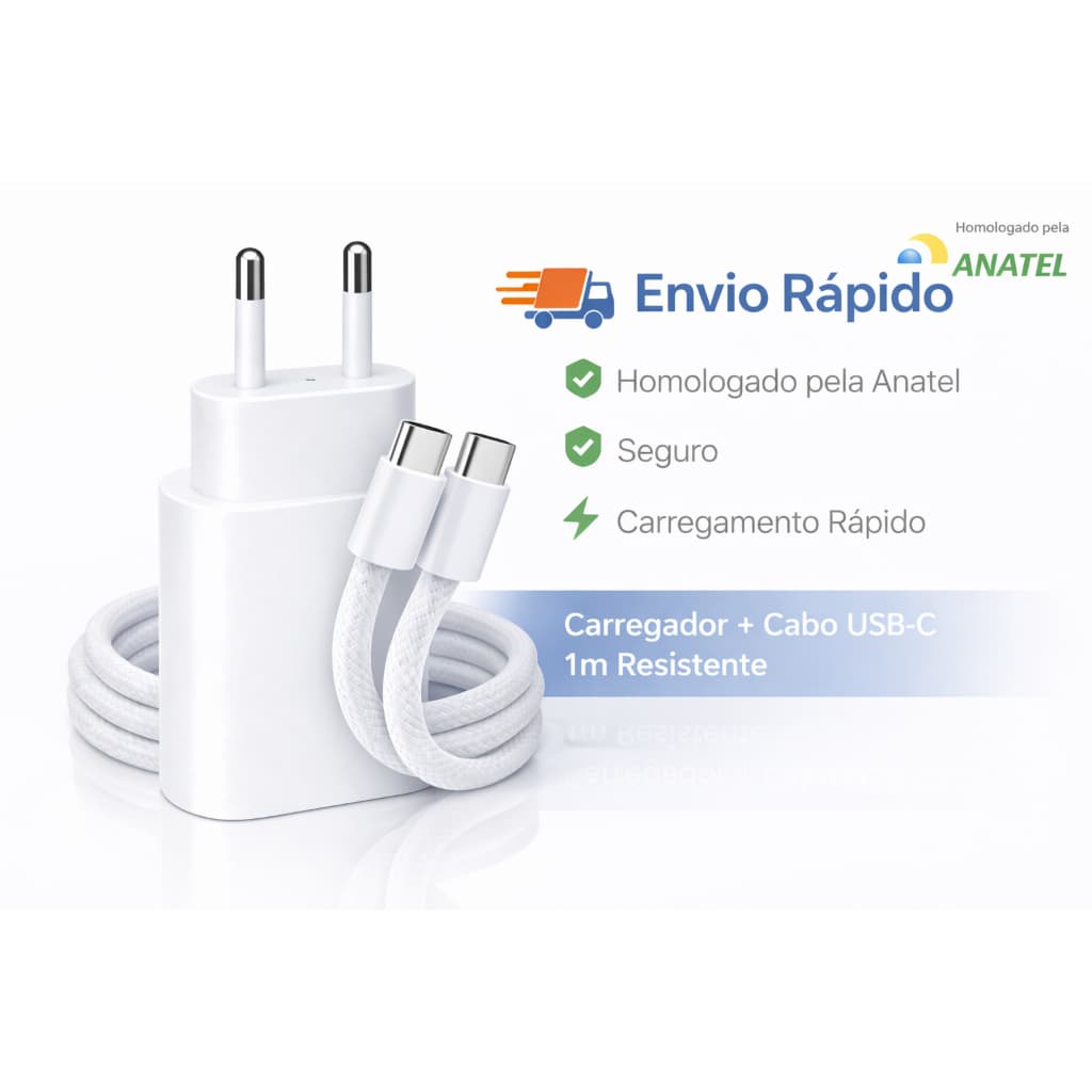 Kit Carregador Lehmox LE-357 25w Rápido + Cabo USB-C De 1m Longo Resistente Reforçado Compatível Com Diversos Modelos