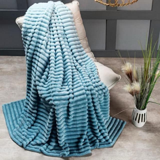 Manta Cobertor Quenn Fluffy Toque Macio, De  Alta Qualidade cor AZUL ; Com Envio Imediato !