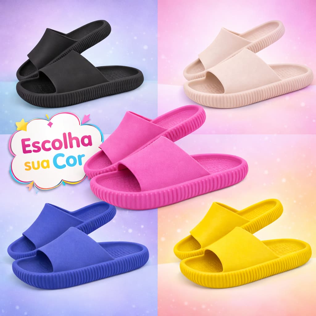 Chinelo Slide Nuvem Unissex Confortável Antiderrapante Cores Variadas 33 ao 42