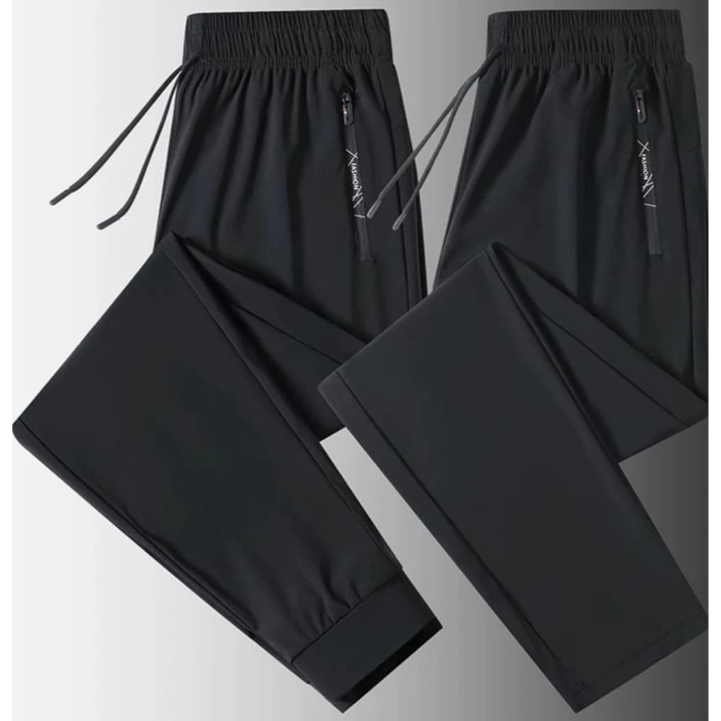 KIT 2 Calça Jogger Preta Masculina Dry Fit Com Fitas Esportiva