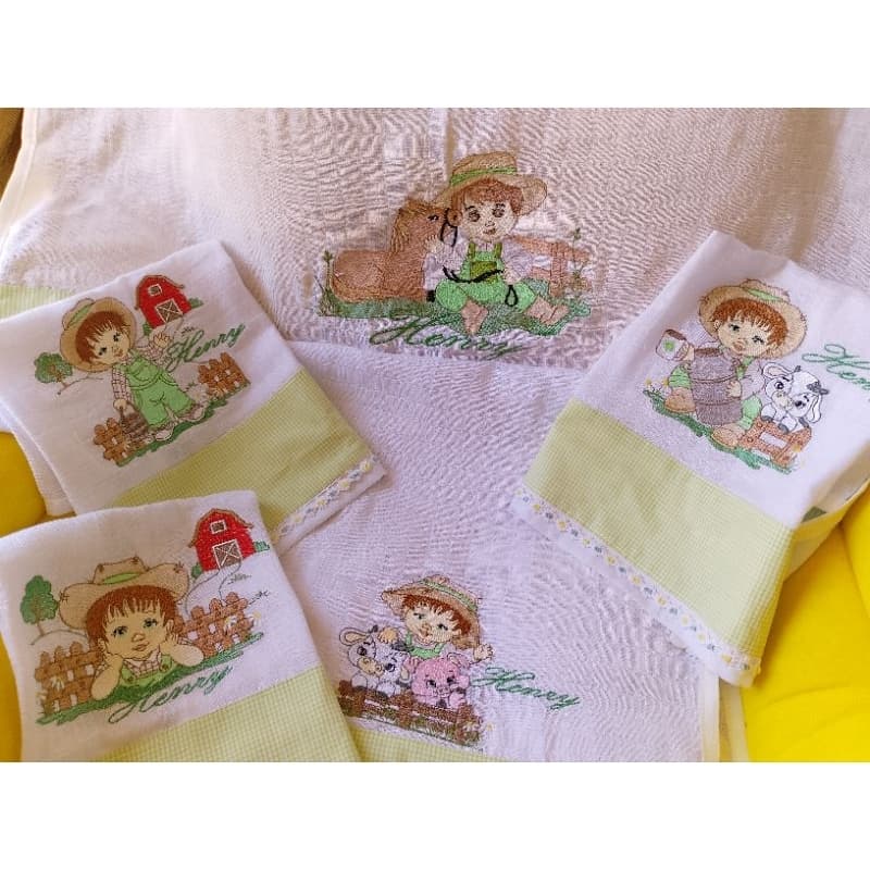 Fraldinhas bebê menino fazendeiro kit 5 unidades personalizada passeio boca