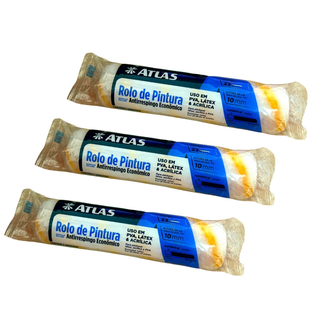 ROLO DE PINTURA ANTIRRESPINGO ECONÔMICO- kit com 3 unidades.
