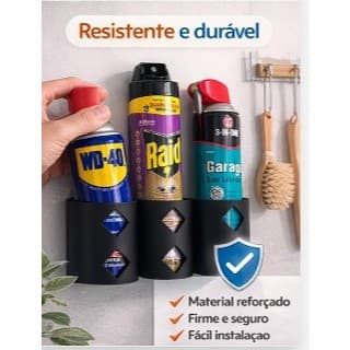 Suporte Organizador de Spray Parede Porta Aerossol Lavanderia Cozinha Banheiro