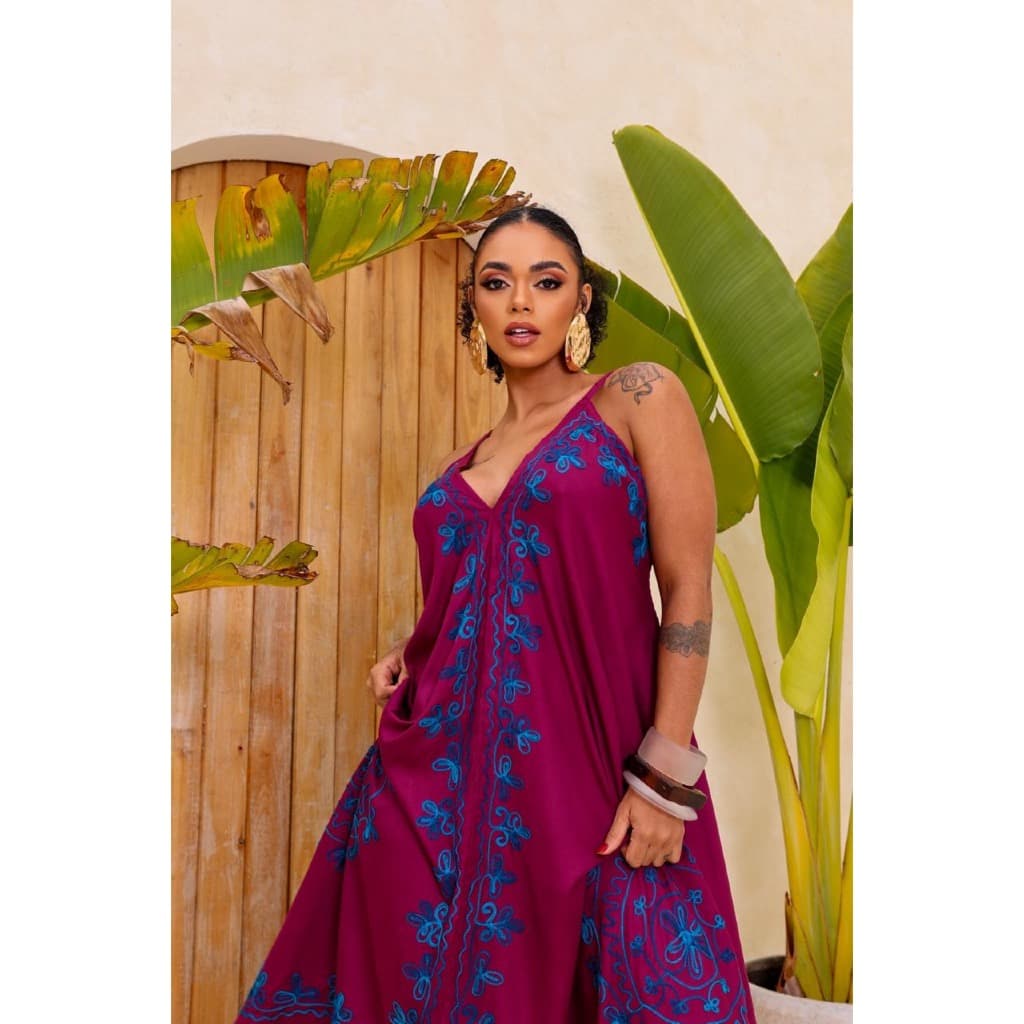 Vestido Longo Feminino Boho Estilo Indiano Bordado Assimétrico Leve Fluido Verão Praia Elegante Moda