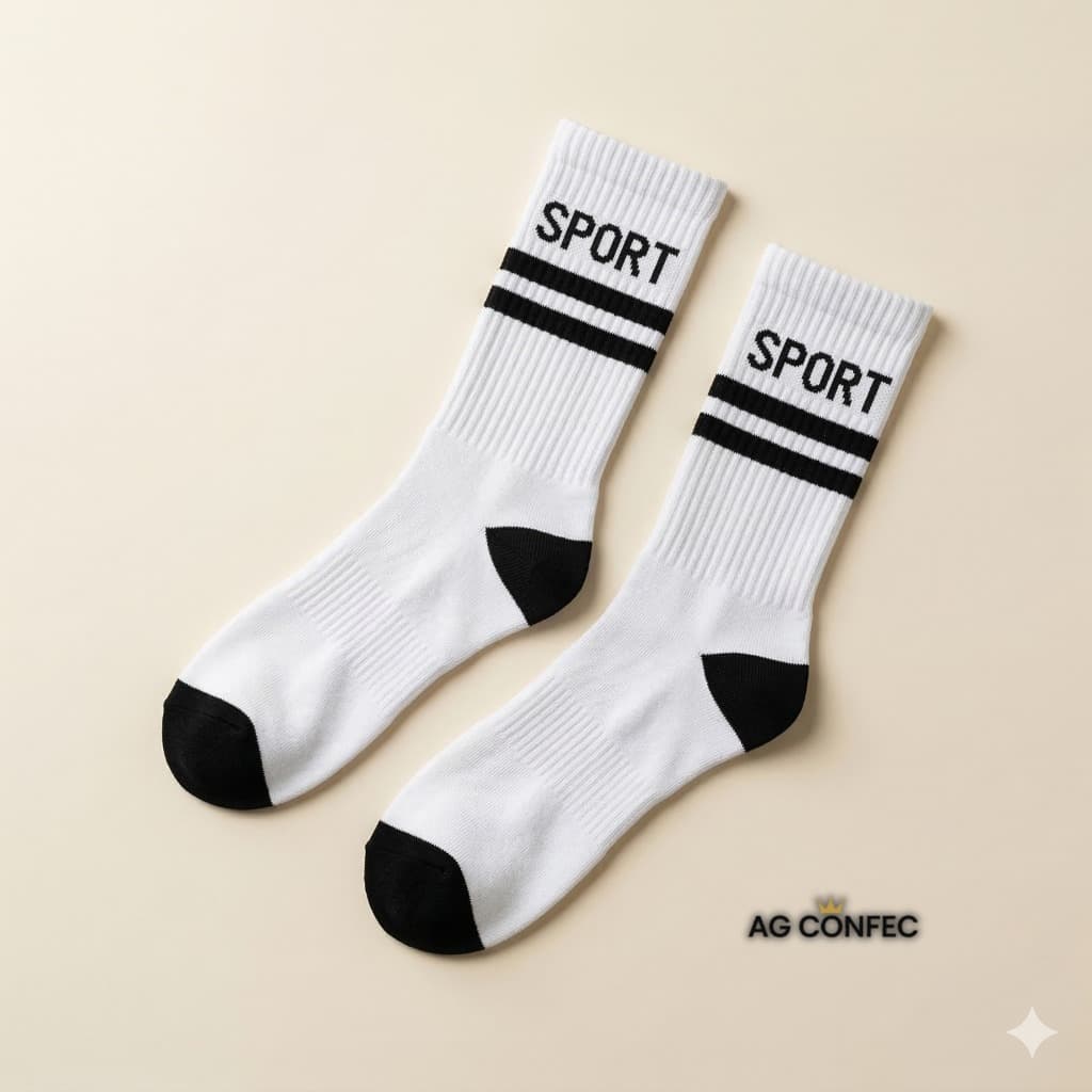 Kit 24 Pares de Meias Unissex Cano Alto/Longo Feminina Masculina Na Cor MESCLADA