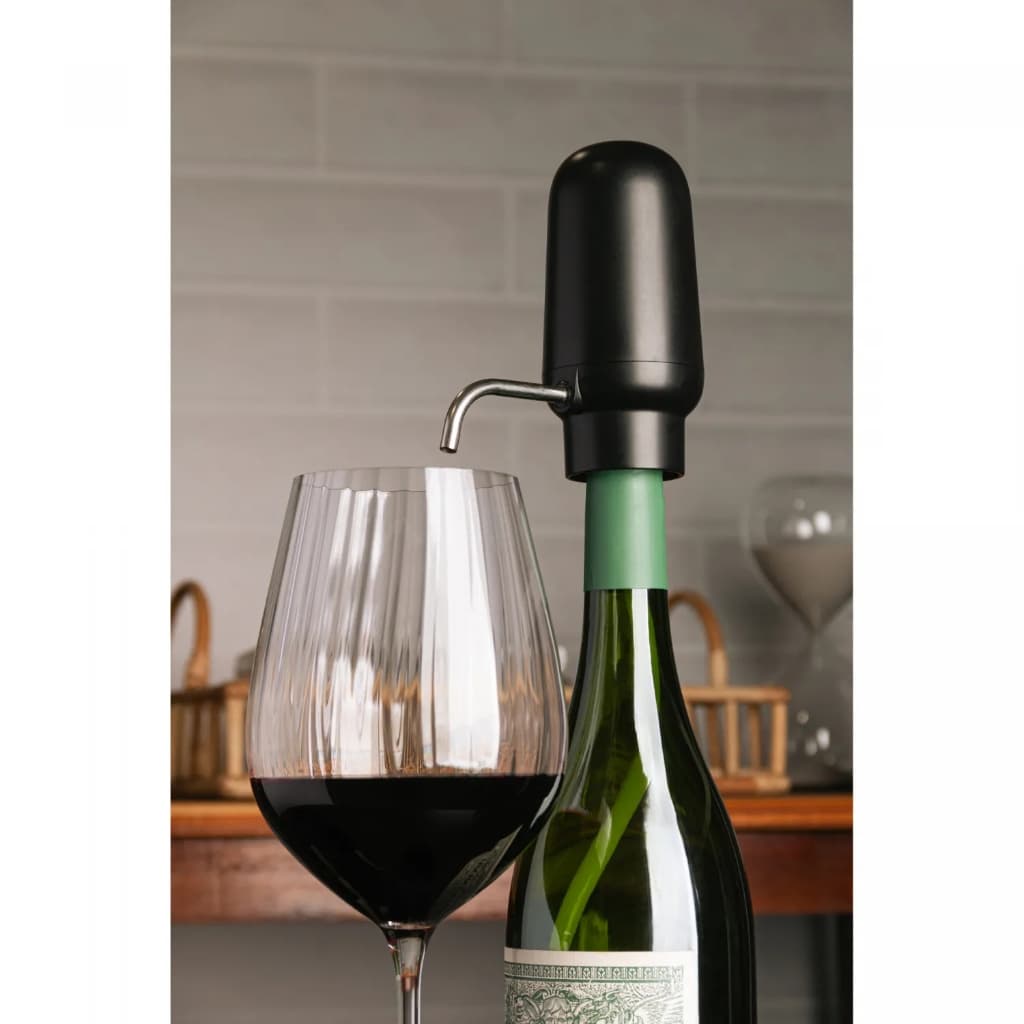 Aerador Elétrico Para Vinho Automático de Plástico e Aço Inox Preto - Wolff