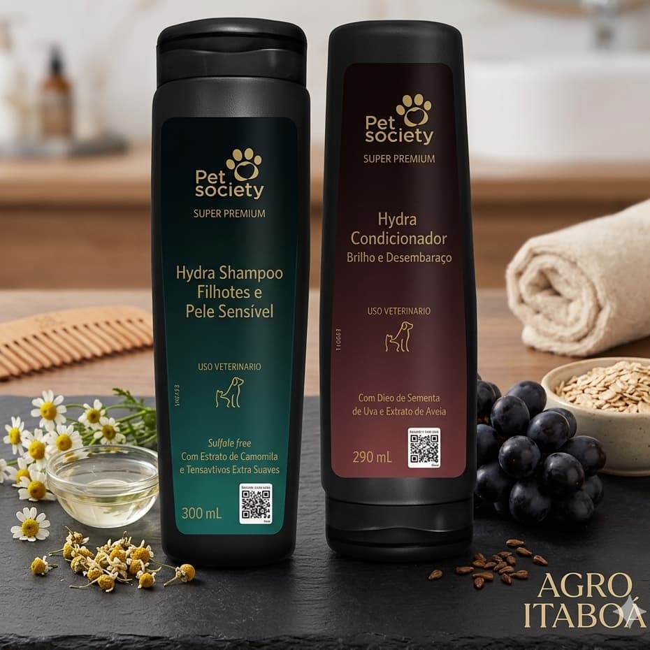 Shampoo Hydra Filhotes e Pele Sensível 300ml + Hydra Condicionador Brilho e Desembaraço 290ml