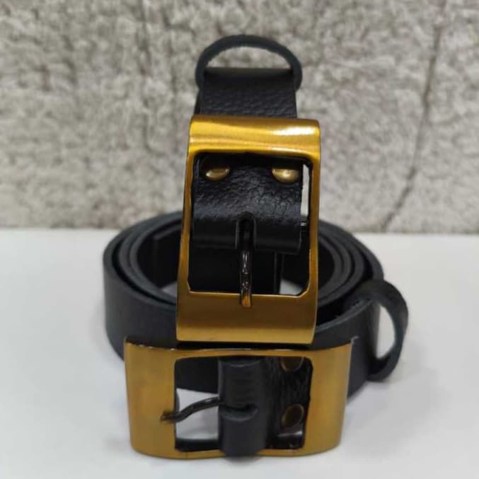 Cinto Feminino Couro Legítimo Fivela Moderna Ouro Velho/Prata Alta Qualidade M ao EXG
