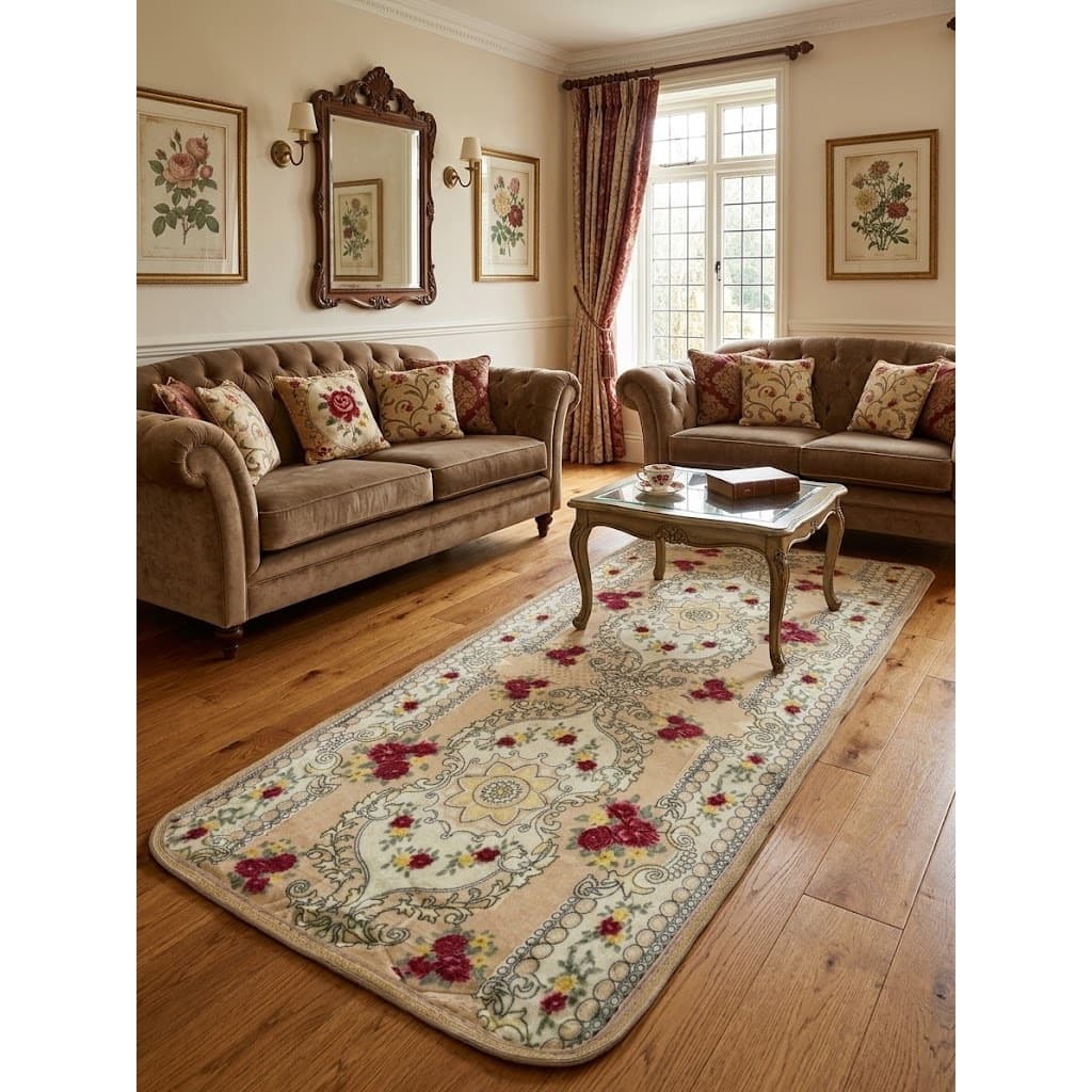 Tapete Passadeira Sala Quarto Floral 60x200 cm Antiderrapante Ins Flannel pequeno Estampado