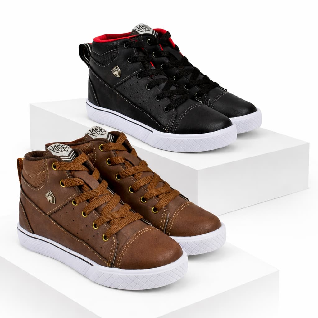 Tênis Infantil Menino Cano Alto Moda Casual Abotinado Super Macio Leve Confortável 20 ao 35 Promoção