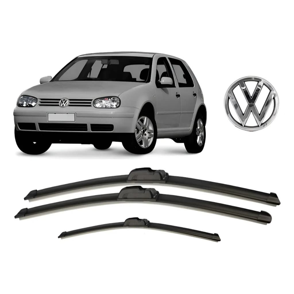 Kit 3 Palhetas Limpador de Parabrisa Paleta Silicone Golf 1995 A 2007