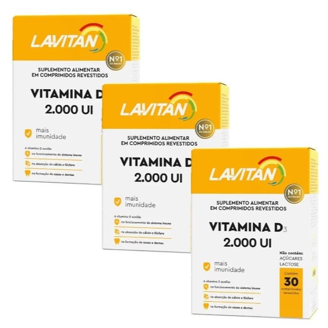 Lavitan Vitamina D 2000UI 30 Comprimidos - Apoia Imunidade e Formação Óssea