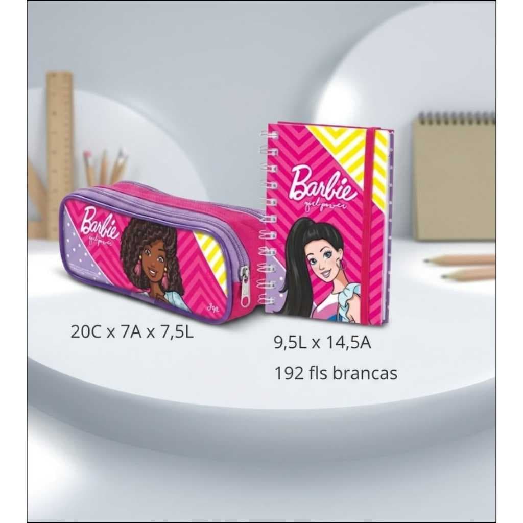 Kit Barbie Girl power estojo + caderneta
