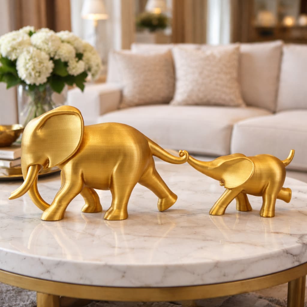 Elefante mamãe e filhote decoração maternidade decorativa filho sala escritório mesa de centro presente Dia Namorados