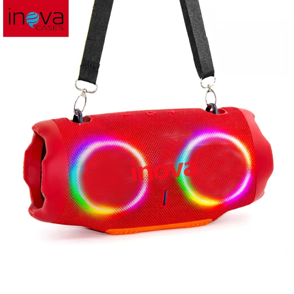 Caixa de Som Inova Portátil Bluetooth 5.3 TWS RGB À Prova D'água IPX6 Potência 20W Para Festa e Viagem