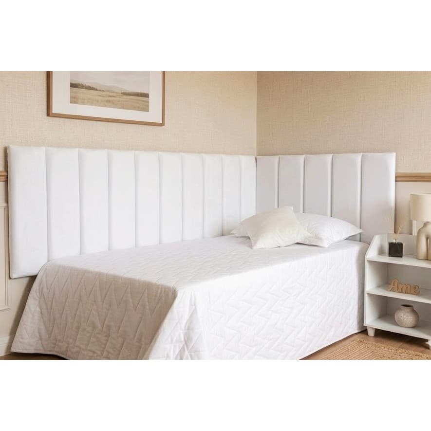 Cabeceira Estofada Modular Cama Solteiro em L Kit 17 Peças - Envio Imediato