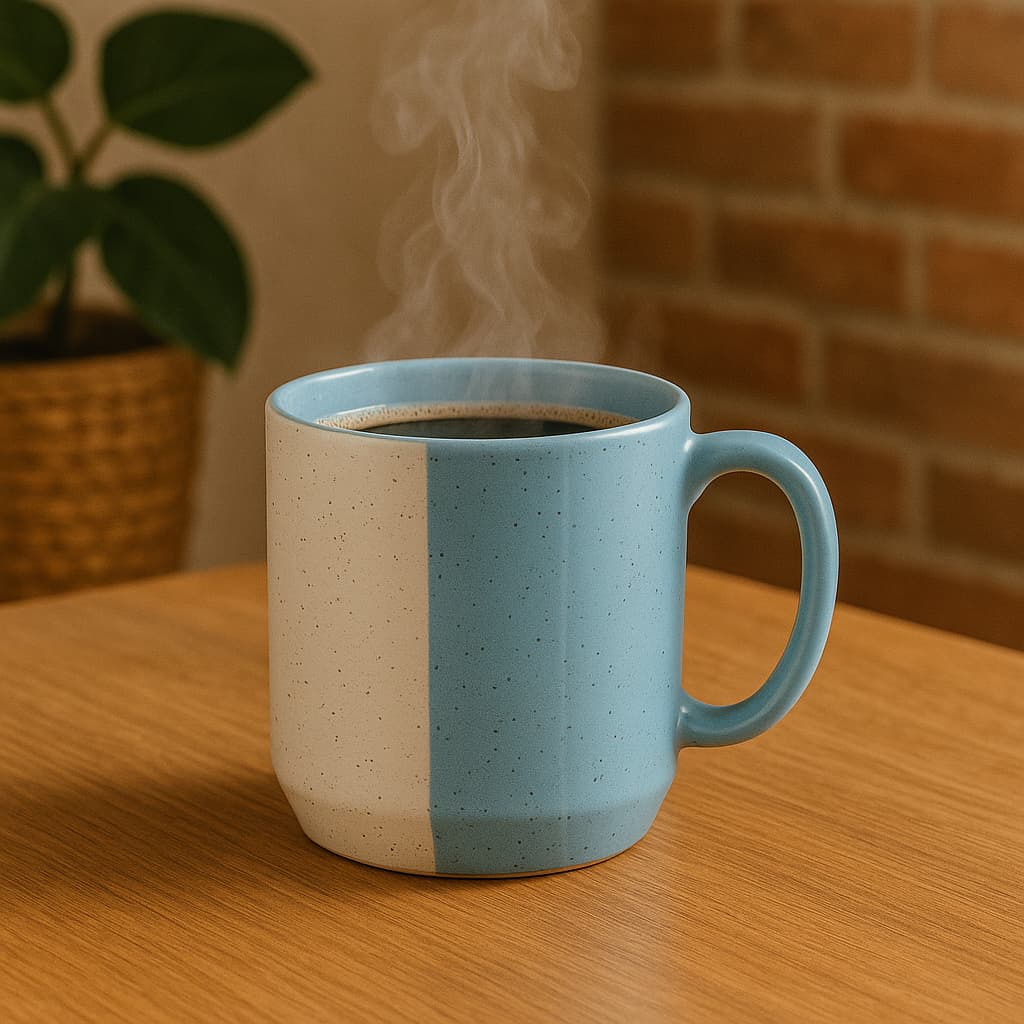 Kit Canecas Cerâmica Azul 210ml Ternura Ideal Café Chá Presente