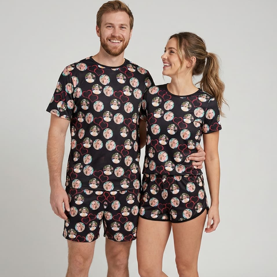 Kit pijama de casal com foto personalizado