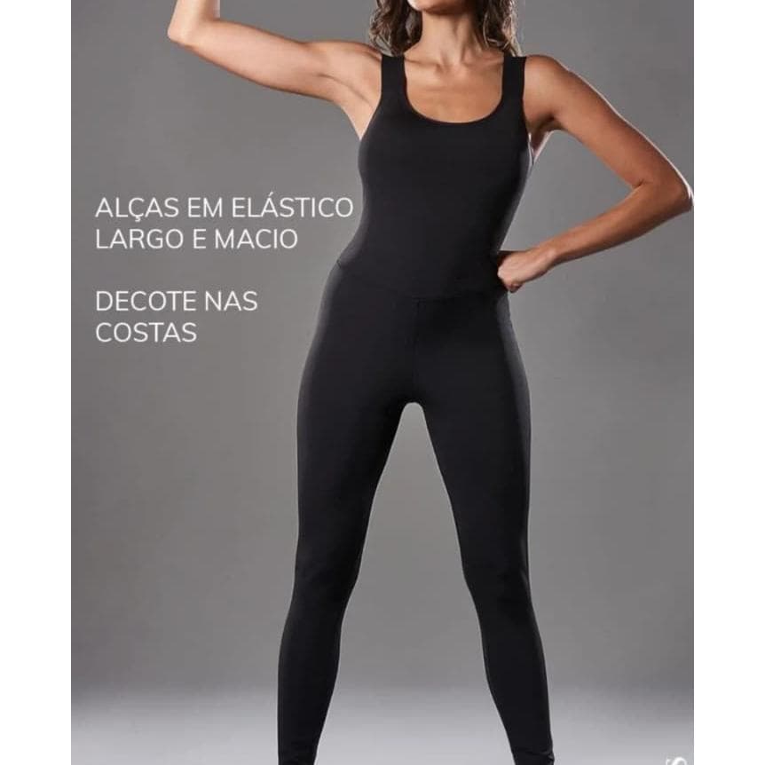 Macacão Fitness Feminino DeMillus Coleção Tangent Preto.alças largas.para Academia Alongamento Crossfit