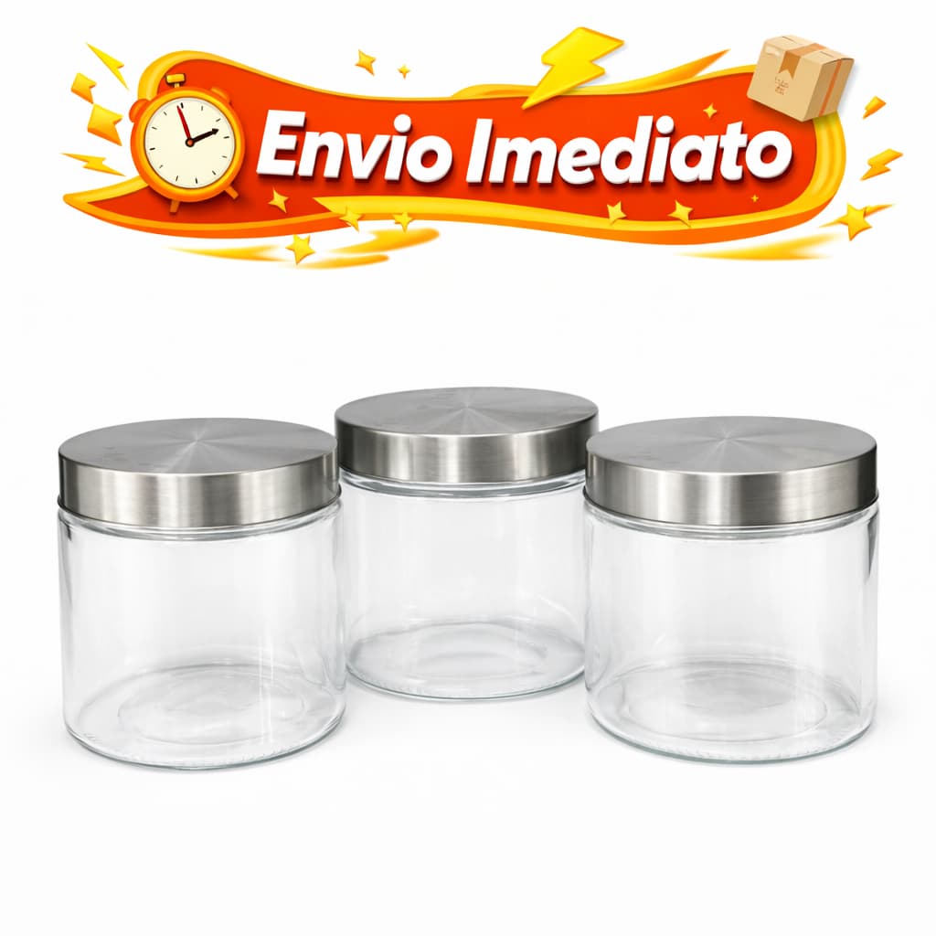 Jogo de Potes Herméticos 750ml Organização com Estilo Inox Envio Imediato