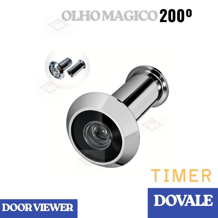 Visor Olho Mágico Timmer Curto Cromo Acetinado 200º com Tampa - 97771/97772