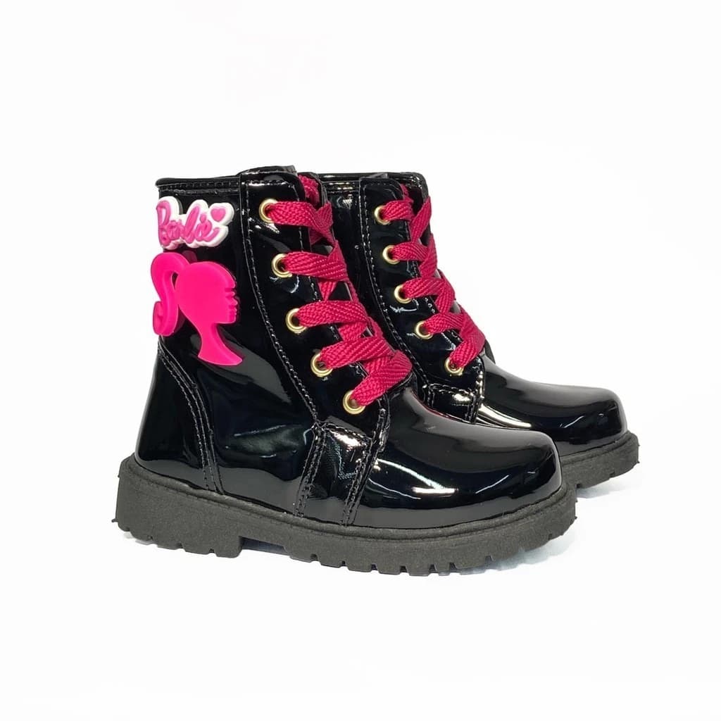 Bota Coturno Infantil Menina Personagem Rosa Conforto Antiderrapante Estilosa Blogueira Casual