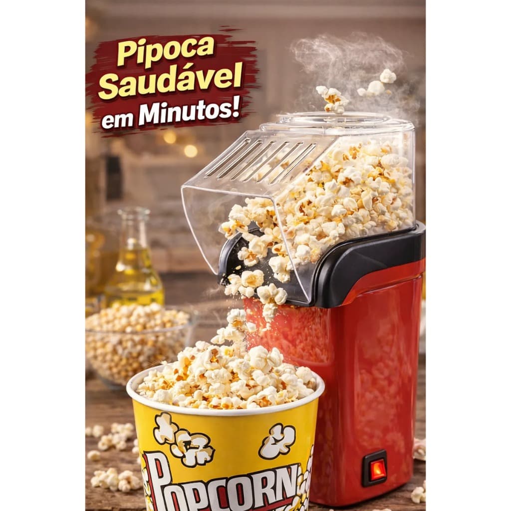 Pipoqueira Elétrica (220v)Ar Quente- Máquina de Fazer Pipoca Sequinhas Livre De Óleo Rápida 1200W nova geração