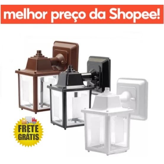 Kit com 1 2 ou 3 Arandela Externa Colonial Quadrada Preto Marrom e Branco Top