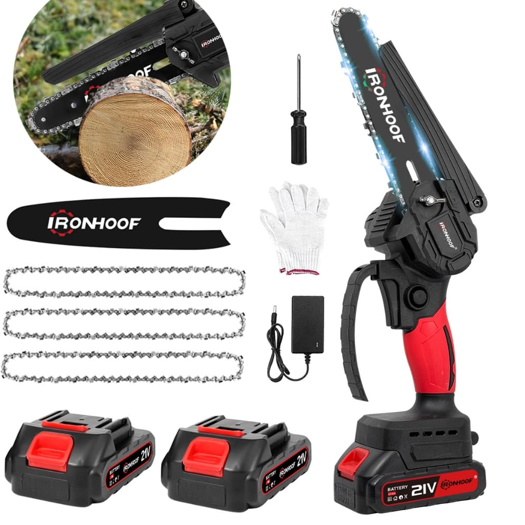 Mini Motosserra Elétrica Sem Fio Portátil Bivolt 110v/220v 6 Polegadas 2 Baterias