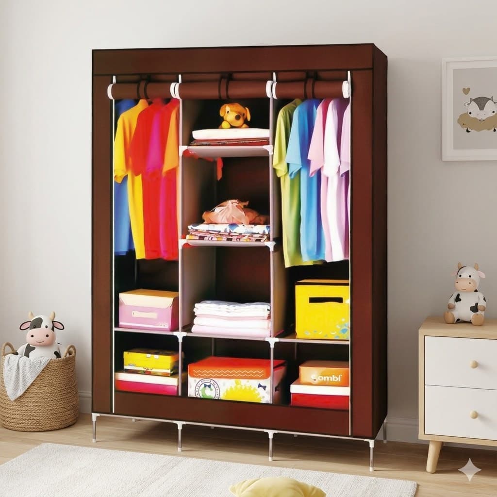 Guarda Roupa Portátil Organizador Roupeiro Armário Dobrável Com Capa TNT