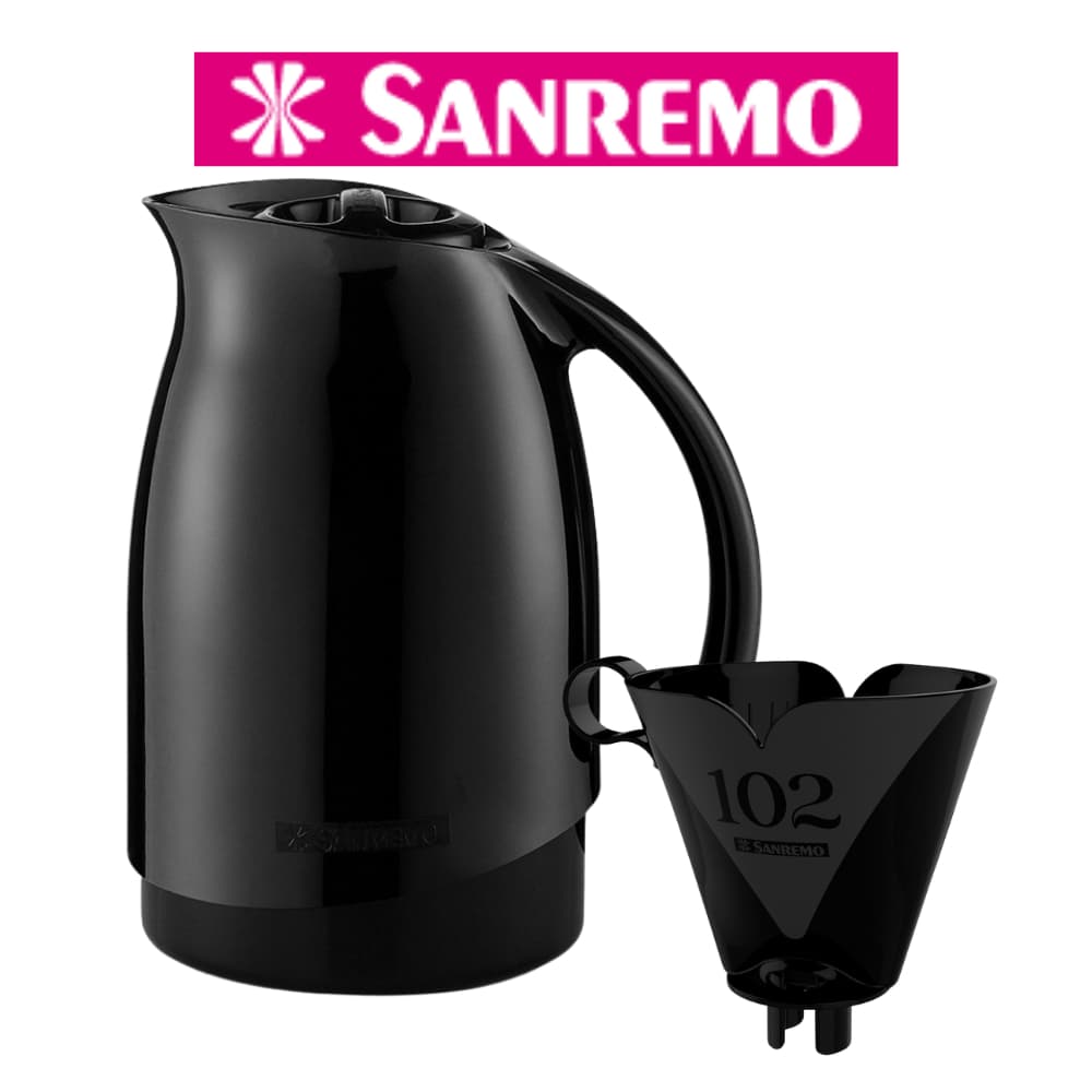 Kit Garrafa Térmica Bule Plástico 700 mL + Suporte Filtro 102 Sanremo 6h Quente 12h Gelado