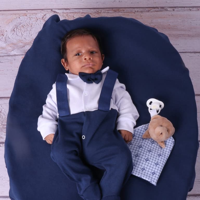 Kit Saída de Maternidade Para Bebe Menino 04 peças Suspensório 100% Algodão Roupa de Bebe
