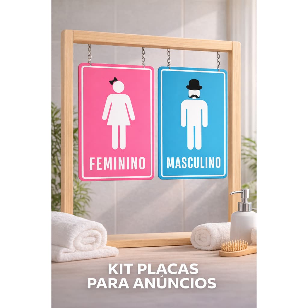 kit Placa Banheiro Masculino e Feminino Alta Qualidade