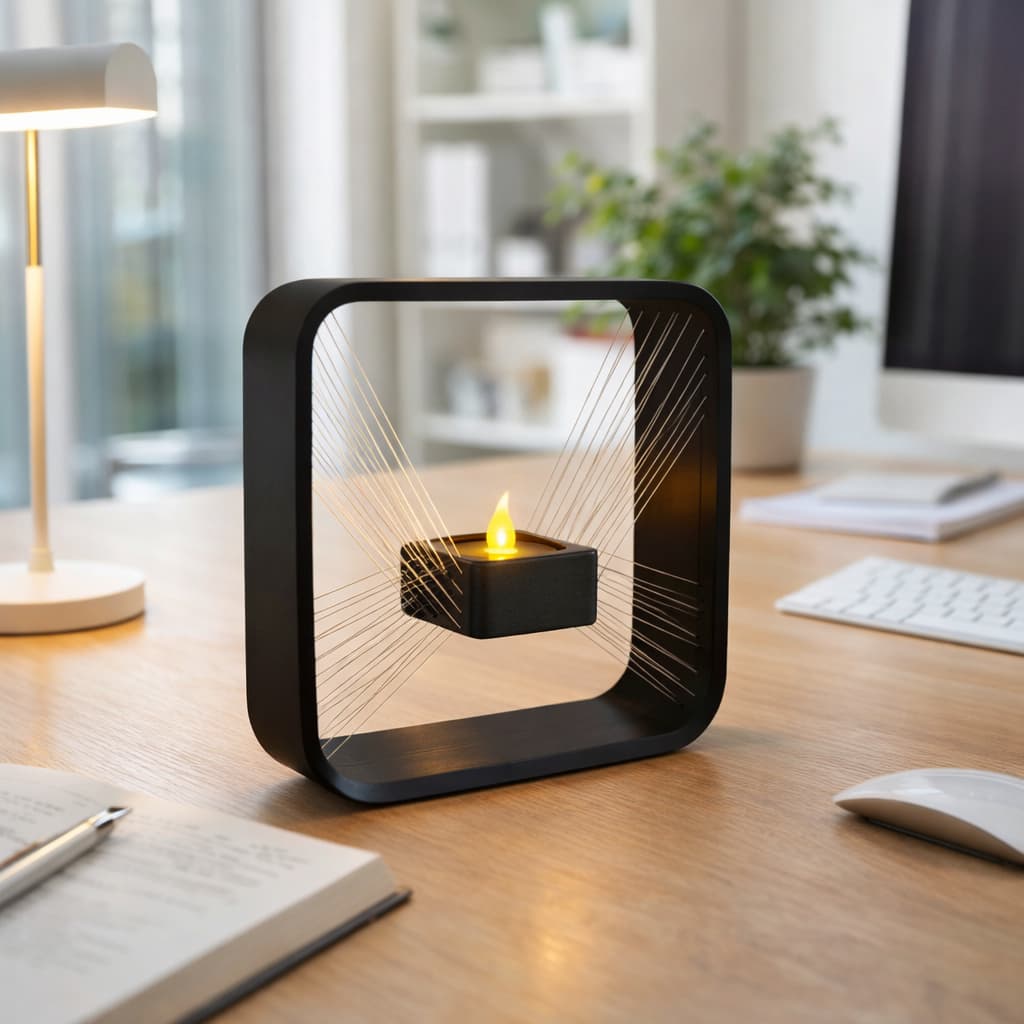 Mini Luminária Abajur De Led Vela Decoração Enfeite De Casa, Escritório, Sala