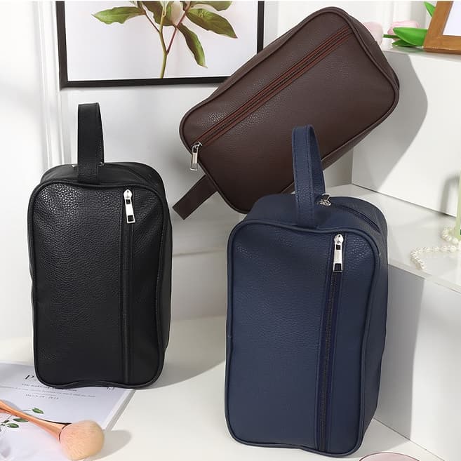 Necessaire Bolsa de Maquiagem Unissex Organizadora Couro Espaçosa 2 Compartimentos Prática Durável para Viagem e Lazer