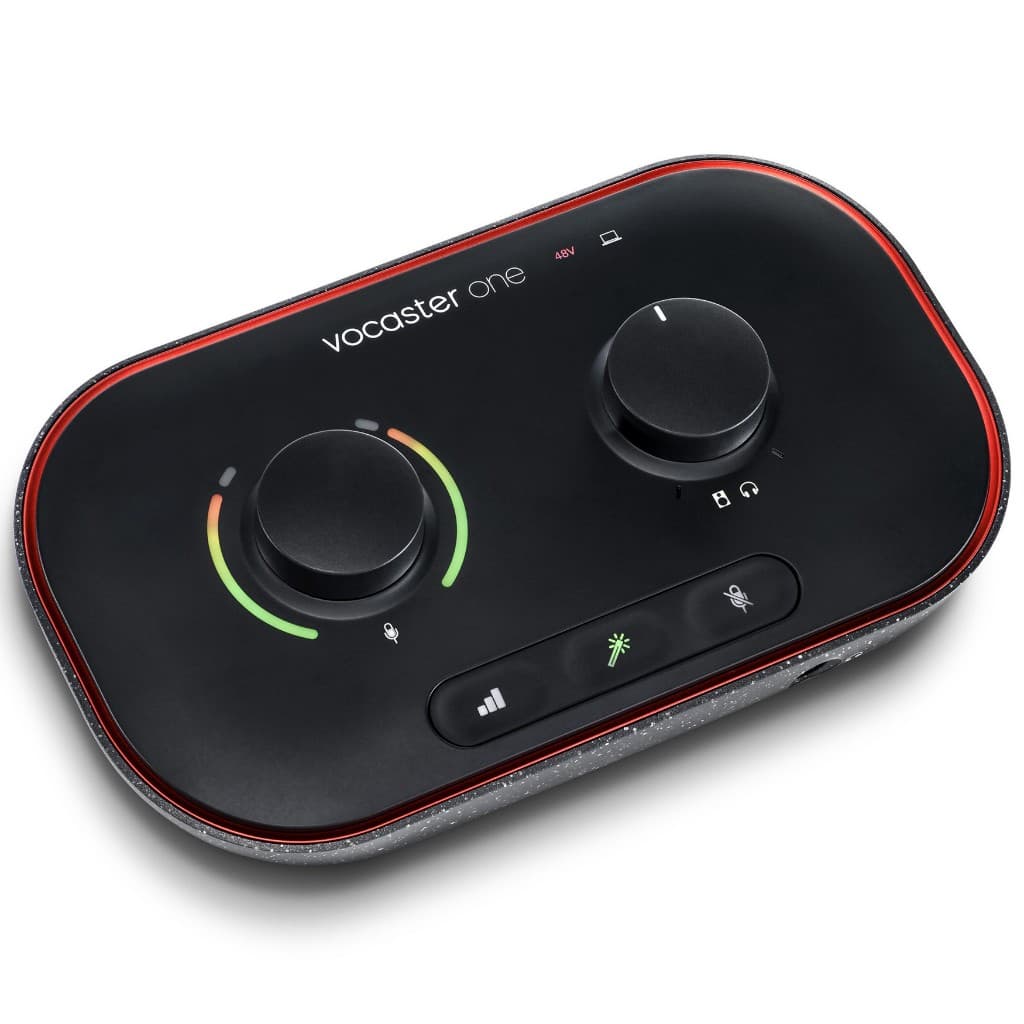 Interface de Áudio Profissional para Streaming e Podcast com Phantom Power 48V - Focusrite Vocaster One