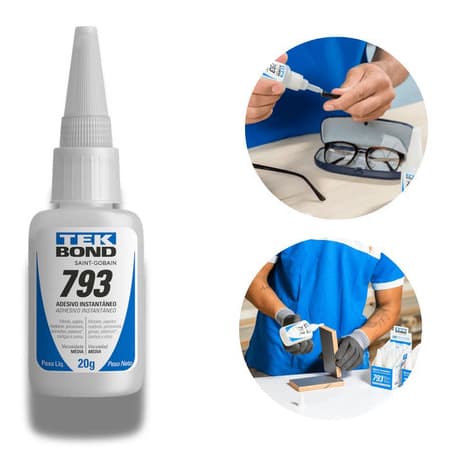 Cola Instantânea 793 20g Adesivo Super Bico Antientupimento Unha Borracha Plástico Tekbond