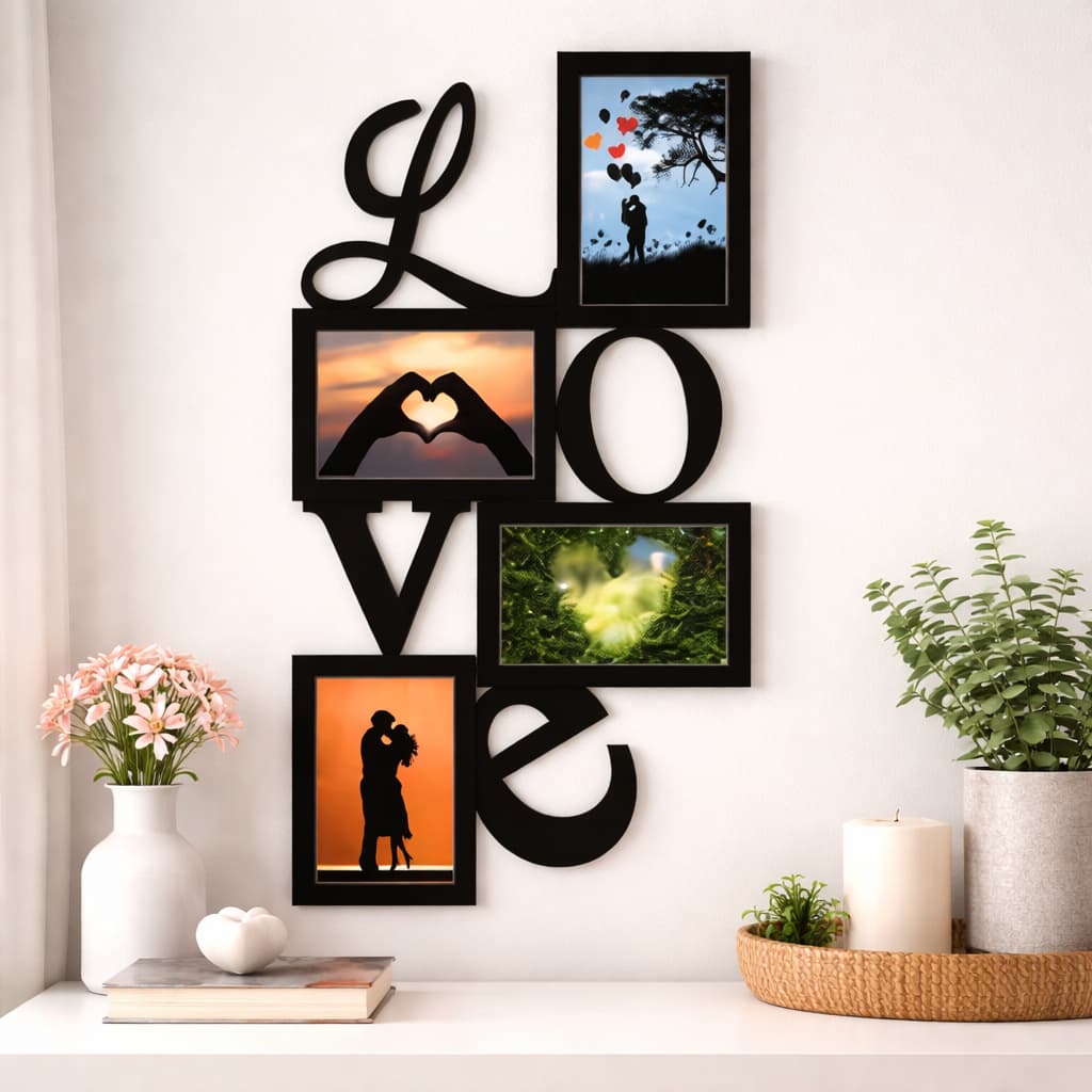 Mural De Fotos Porta Retrato Love Decoração Preto