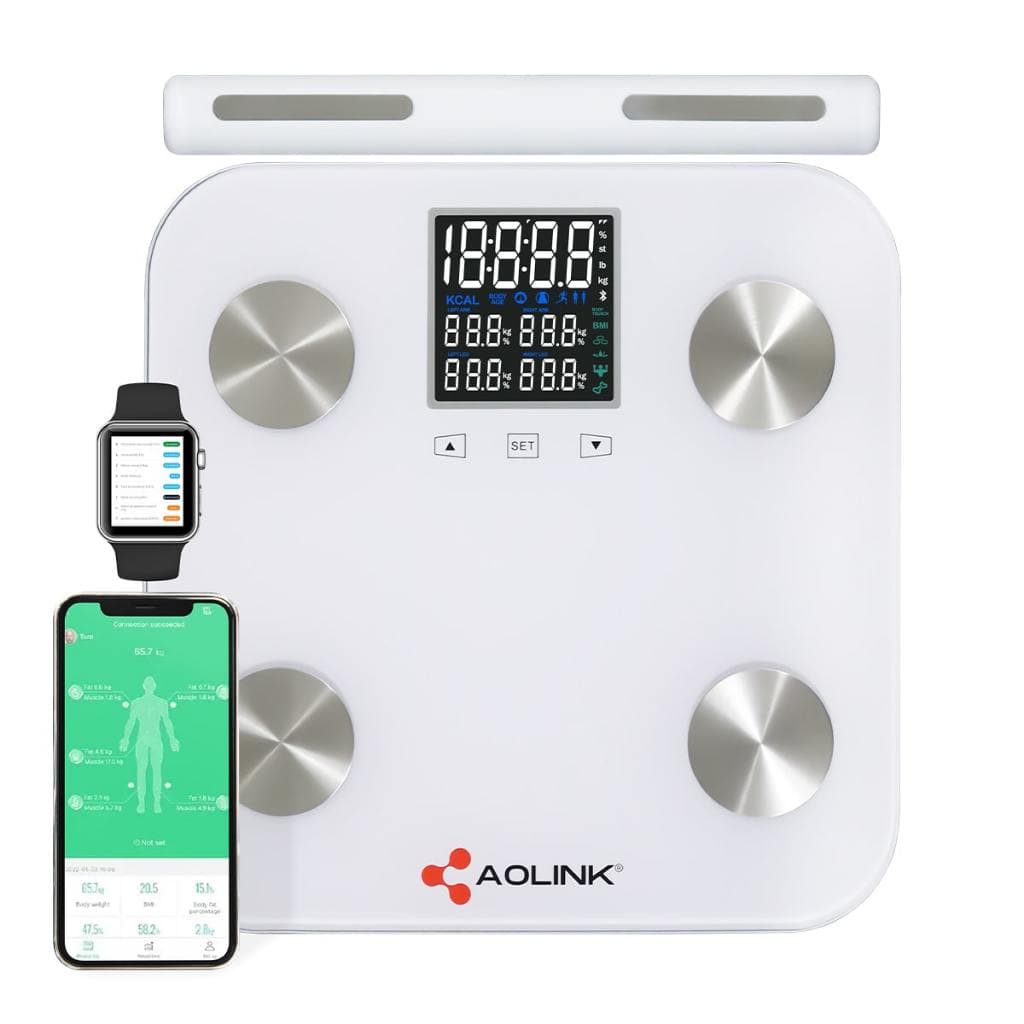 Balança Digital Bioimpedância Bluetooth APP 8 Sensores com Handle até 180Kg Aolink A48-B