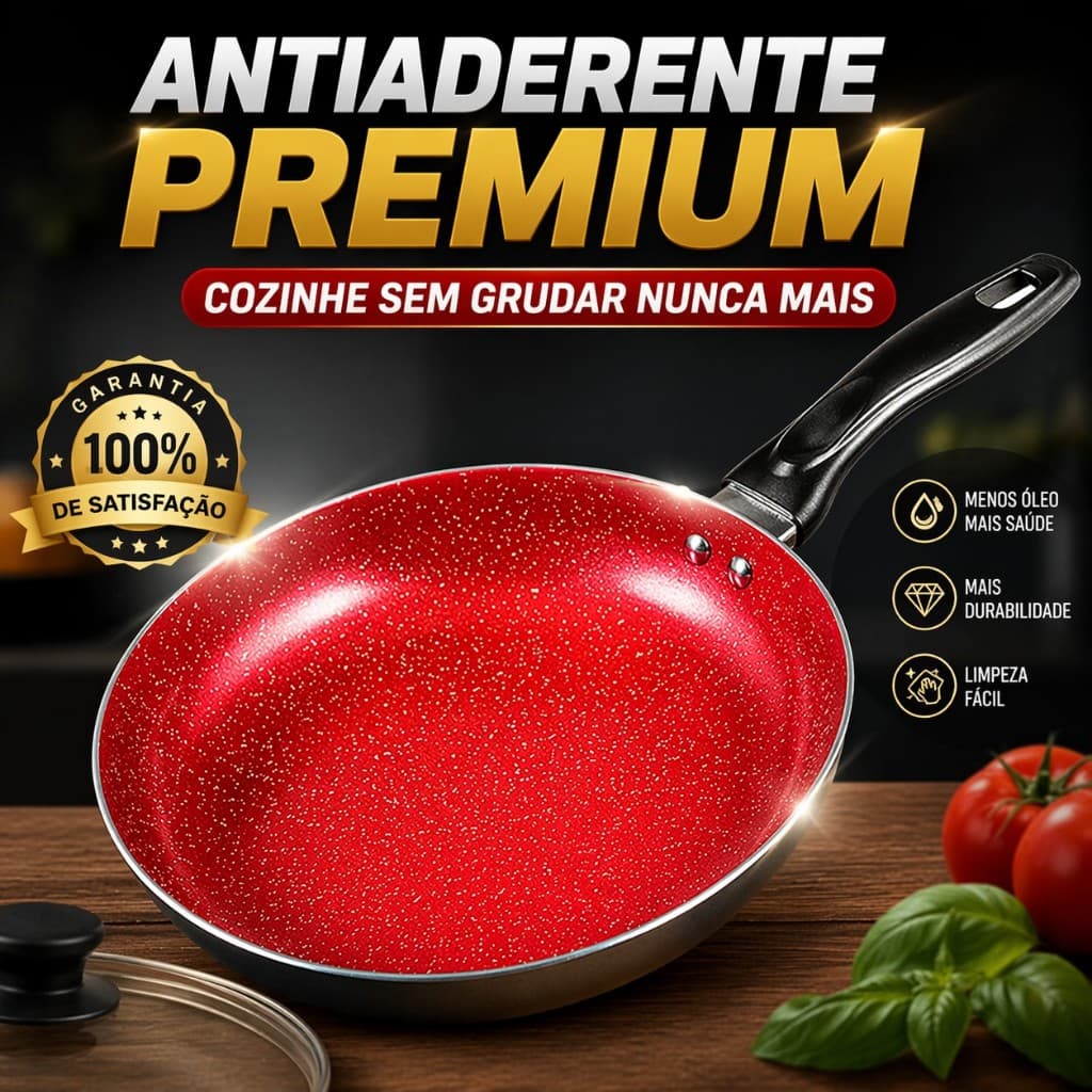 Frigideira Antiaderente Com Tampa 26cm Cozinha Pratica Duravel Alta Qualidade