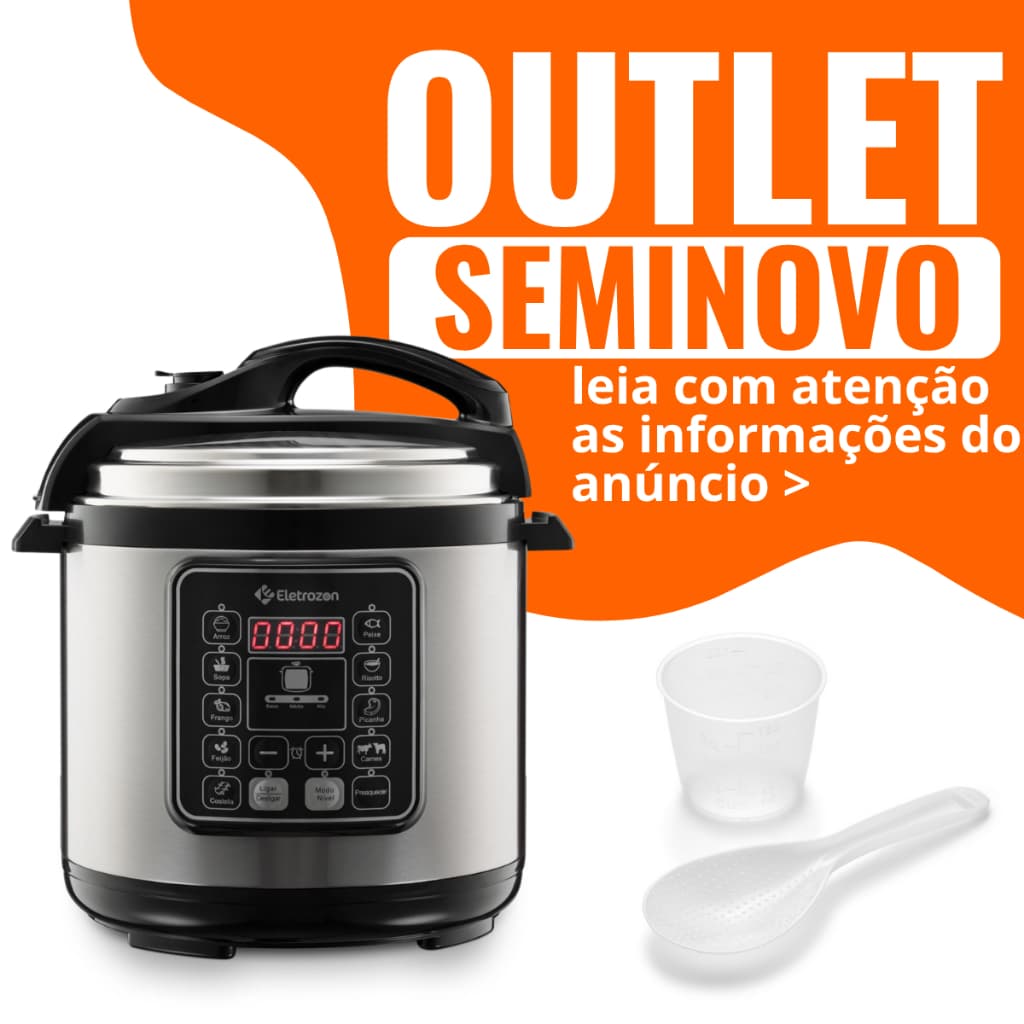 OUTLET | Panela de Pressão Elétrica 6 Litros Inox Digital 1100W