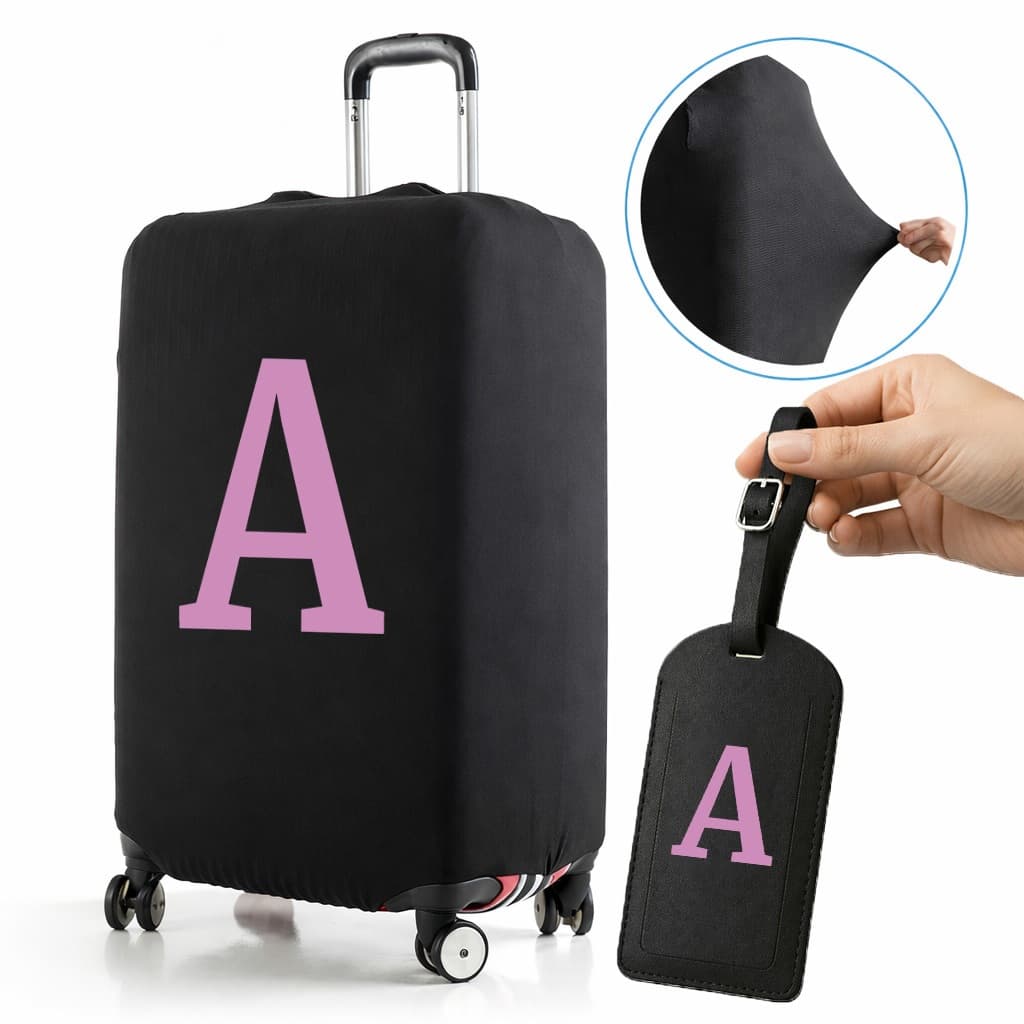 Kit Capa De Mala +Tag Identificadora - Sua Inicial 8 a 23KG Bagagem Para Viagem Protetora Grande