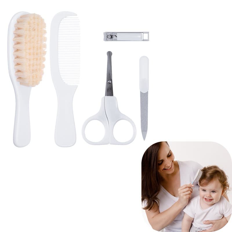 Kit cuidados 5 peças pente, escova, tesoura, cortador e lixa Buba 0+ cuidado leve e delicado