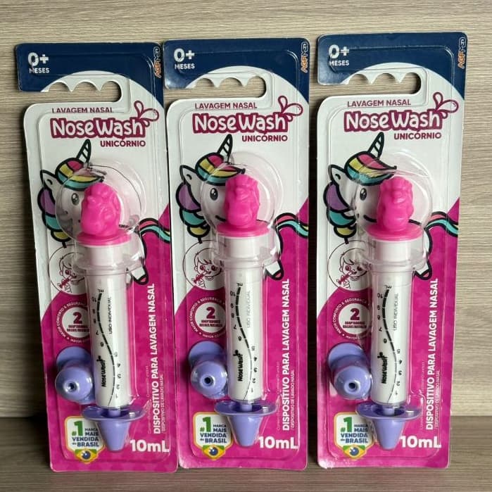 Kit com 3 Und de Seringa Nasal Infantil 10ml Unicórnio - NoseWash